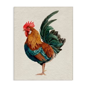 Stupell Industries Traditional Morning Rooster Illustration Elegant Bird Feathers Canvas Art, 24" x 30" - 1 of 4