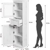 67" Tall Bathroom Storage Cabinet with Glass Doors, Adjustable Shelves, Drawer for Bathroom, Dining Room, Living Room - 2 of 4