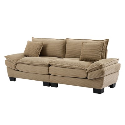 NicBex 84 Inch Corduroy Couch Loveseat Sofa with 2 Pillows for Living Room,Small Space,Office,Apartment