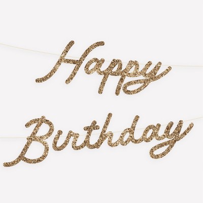 Meri Meri Gold Personalisable Birthday Garland Set (9' with excess cord - Pack of 1)