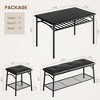 Square Dining Table Set for 4 with Wood Tabletop, 2 Upholstered Chairs & Bench, Heavy-Duty Metal Frame, Storage Dinette Set for Dining Room - 2 of 4