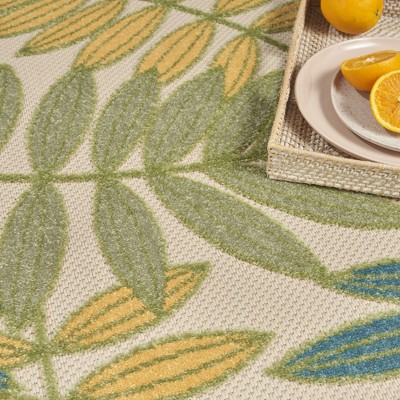 Green Multicolor Tropical Leaf Flat Woven Indoor/Outdoor Rug 5'3" x 7'5"