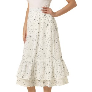 INSPIRE CHIC Women's Chiffon Elastic Waist Ruffle Tiered Flowy Midi Floral Printed Skirts - 1 of 4