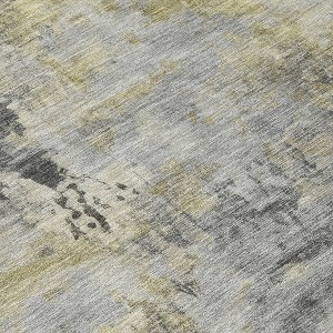 HomeRoots 8' X 10' Pewter Charcoal And Gold Abstract Washable Indoor Outdoor Area Rug - 1 of 3