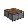 35" MDF and Wood 5-Piece Coffee Table Set with Storage Stools and Adjustable Legs for Living Room or Family Spaces - 2 of 4