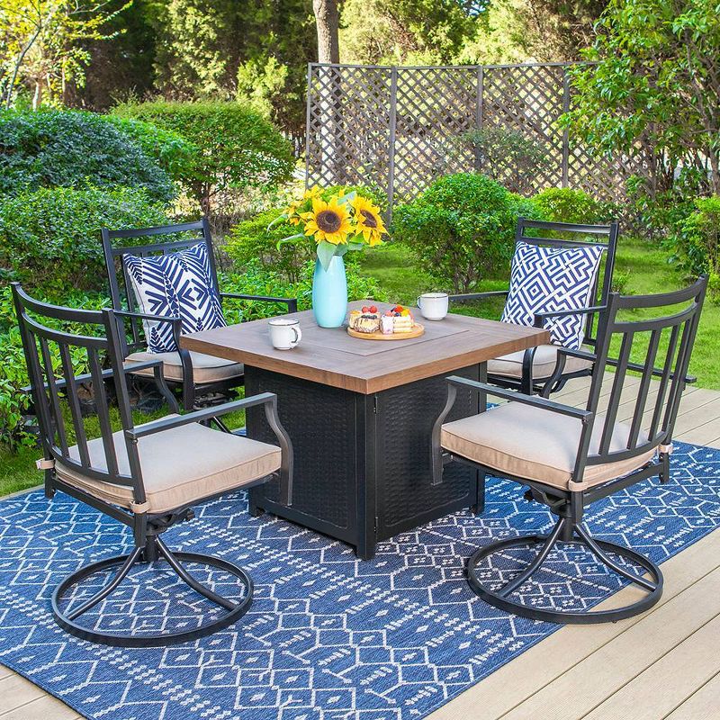 5pc Outdoor Set with Swivel Chairs &#38; 34&#34; Propane Fire Pit Table - Captiva Designs, 1 of 11
