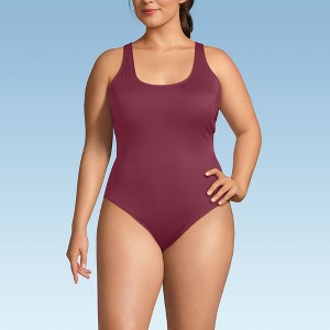 Lands' End Women's Chlorine Resistant Scoop Neck X-Back High Leg Soft Cup Tugless Sporty One Piece Swimsuit - 1 of 3