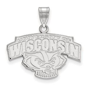 Black Bow Jewelry 10k White Gold Wisconsin Badgers NCAA Medium Pendant - 1 of 3