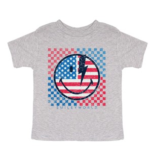 The Juniper Shop SmileyWorld Patriotic Checkered Lightning Toddler Short Sleeve Tee - 1 of 4