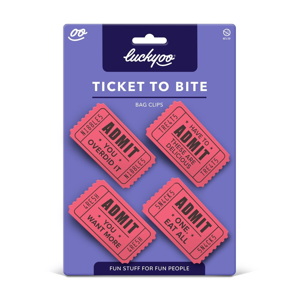 Fred & Friends 4pk Luckyoo Ticket To Bite Bag Clips