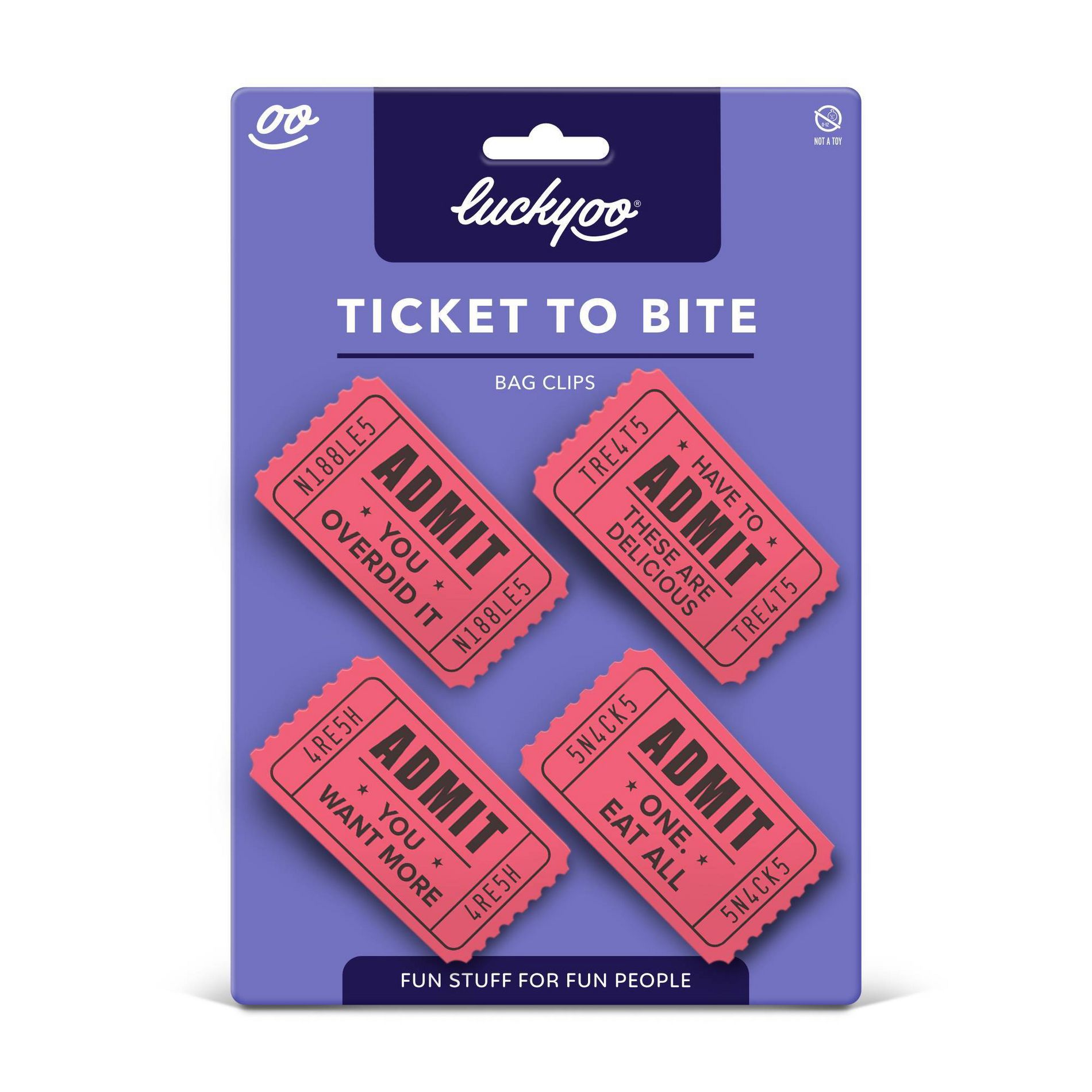 Fred & Friends 4pk Luckyoo Ticket To Bite Bag Clips