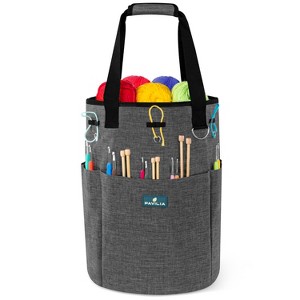 PAVILIA Knitting Bag Crochet Organizer, Yarn Storage Tote Accessories Supplies Project Case, Holder Grommets, Needles Hooks Essential - 1 of 4