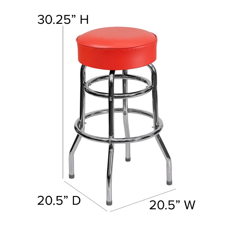 Emma and Oliver 2 Pack Double Ring Chrome Barstool, 4 of 11