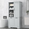 Bathroom Storage Cabinet with Doors and Drawers Tilt-Out Laundry Hamper Multiple Storage Space Freestanding Style - 2 of 4