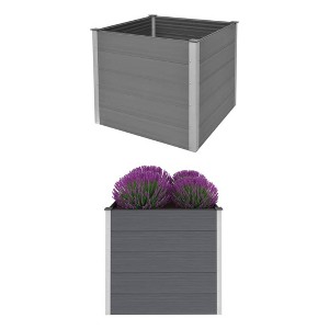 vidaXL Raised Garden Bed Raised Flower Bed with Open Bottom Plant Box Gray WPC - 1 of 4