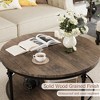 Coffee Table Round Center Table with Storage Shelf Wooden Circle Coffee Table with Sturdy Metal Legs Rustic 2-Tier Industrial Accent Center Table - 4 of 4