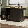 51"W Fluted Kitchen Island With Doors And Wheels,Kitchen Island Cart With Drop Leaf And Towel Rack,Kitchen Island With Storage -Maison Boucle - 2 of 4