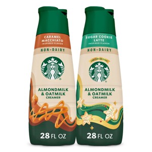 Starbucks Creamer 28 fl oz Sugar Cookie Non Dairy Creamer + 28 fl oz Almond and Oat Milk Caramel Macchiato - 1 of 1