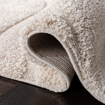 Creme 4' Square Hand-knotted Shag Area Rug