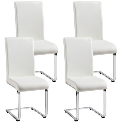Yaheetech Set of 4 Faux Leather Dining Chairs with Metal Legs