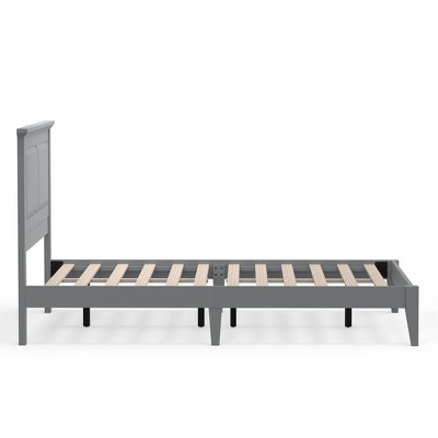 Cottage Chic Ultimate Grey Solid Hevea Wood Full Platform Bed