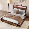 Safstar Full Size LED Bed Frame w/2-Tier Storage Headboard & 4 Drawers Charging Station - 2 of 4