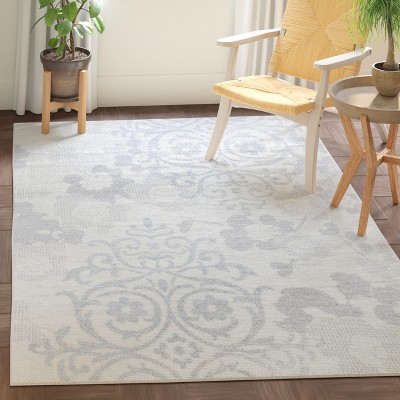 Chic Lodge Style Ivory Square Synthetic Easy-Care Area Rug