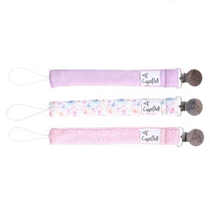 Copper Pearl Bloom Binky Pacifier Clip Set - 3ct - 1 of 4