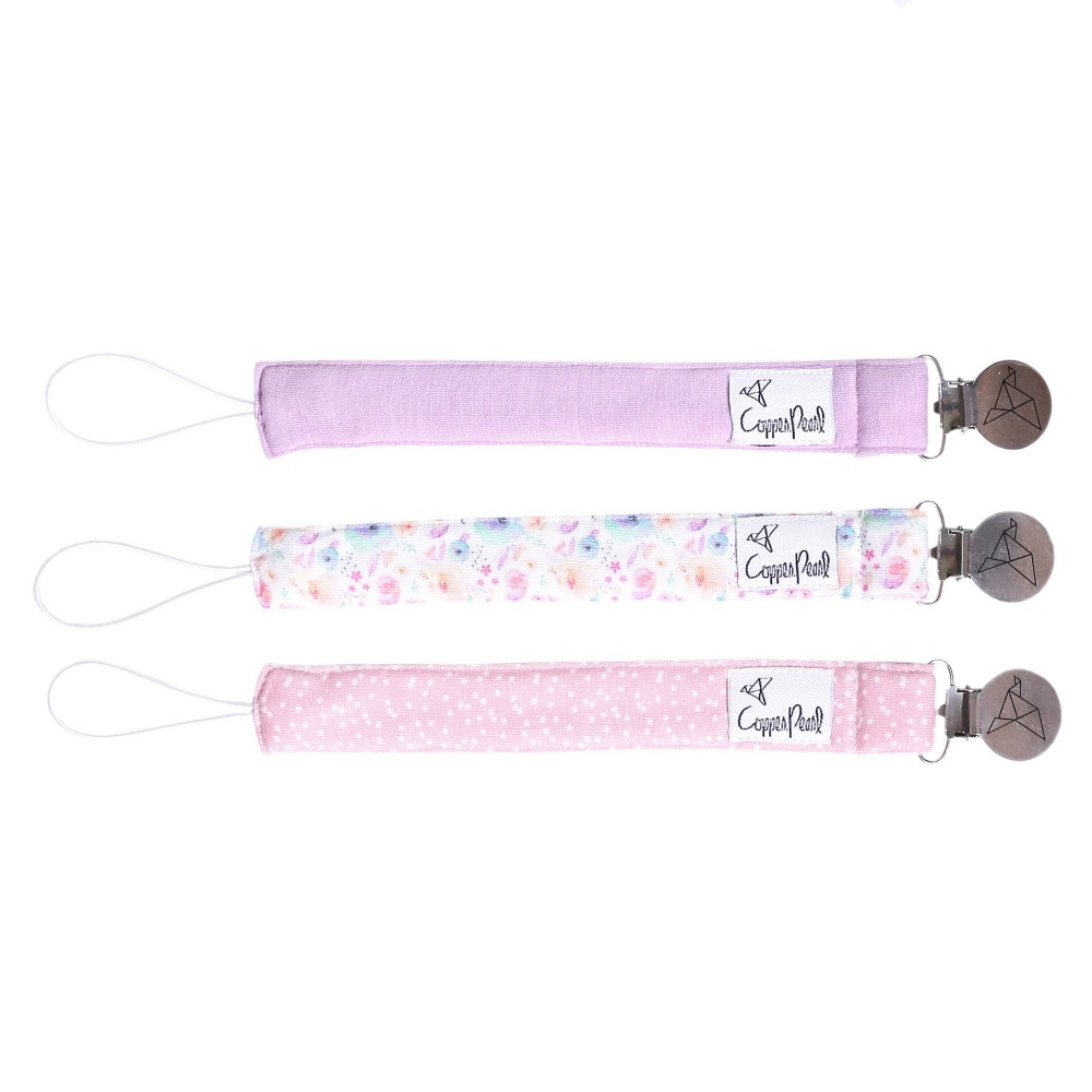 Photos - Other for feeding Copper Pearl Bloom Binky Pacifier Clip Set - 3ct