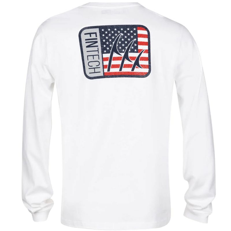 Fintech Box Logo Freedom Heavy-Duty Long Sleeve T-Shirt - Brilliant White, 2 of 3