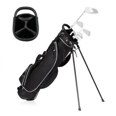 Costway Black Golf Stand Cart Bag Club With Carry Organizer Pockets ...