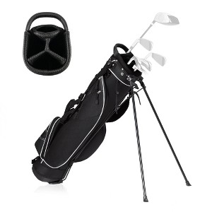 Costway Blue Golf Stand Cart Bag Club with Carry Organizer Pockets - 1 of 4