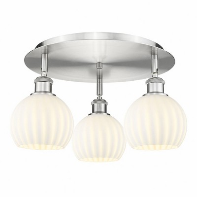White Venetian - 3 Light Flush Mount In Modern Style-9 Inches Tall and 17.75 Inches Wide