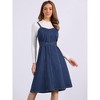 INSPIRE CHIC Women's Denim Sleeveless Sweetheart Neck Midi Smocked Cross Back A-Line Belted Jean Dresses - 2 of 4