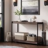 Farmhouse Entryway Table, 39.5" Grey Console Table with Storage, Slatted Style 2-Tier Sofa Table with Shelf - 3 of 4