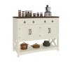 Farmhouse Rattan Buffet Sideboard Cabinet with 2 Drawers & 4 Doors with Adjustable Shelves for Kitchen Dining Room Living Room Storage, White - 2 of 4