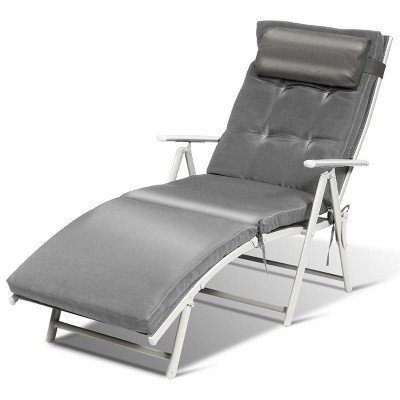 Tangkula Cushioned Folding Chaise Lounge Chair Adjustable Recliner