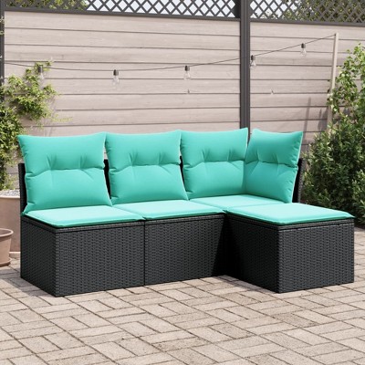 vidaXL Garden Sofa Set  PE Rattan, Powder-coated Steel