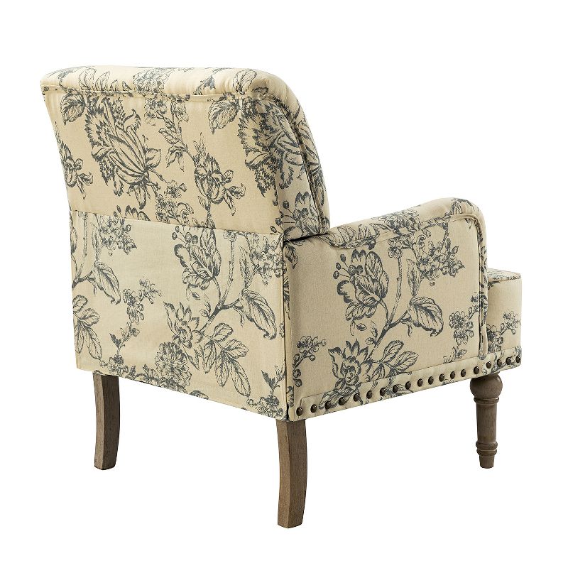 Set of 2 Reggio  Traditional  Wooden Upholstered  Armchair with Floral Patterns and  Nailhead Trim | ARTFUL LIVING DESIGN, 4 of 11