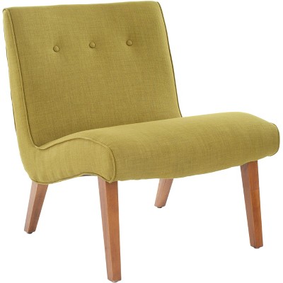 Sweet Pea Green Armless Slipper Chair with Natural Oak Finish