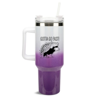 100 North Gotta Go Fast! Hedgehog Video Game Wrap-Around 40 Oz. Stainless Steel Water Bottle Coffee Mug, Spill & Leak Resistant, Travel Tumbler with