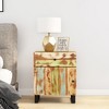 vidaXL Cabinet Accent Nightstand End Table with Storage Drawer Solid Wood - Light Wood - 2 of 4