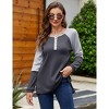 Women’s V Neck Henley Shirts Long Sleeve Waffle Tunic Tops Pullover Sweatshirts with Buttons - 2 of 4