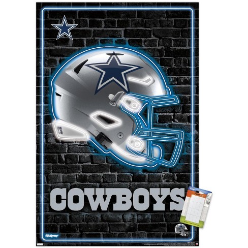 Trends International NFL Dallas Cowboys - Neon Helmet 23 Unframed Wall  Poster Print White Mounts Bundle 22.375' x 34'