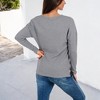 Anna-Kaci Women's Long Sleeve Waffle Knit Top with Notched Neckline and Chest Pocket - 2 of 4