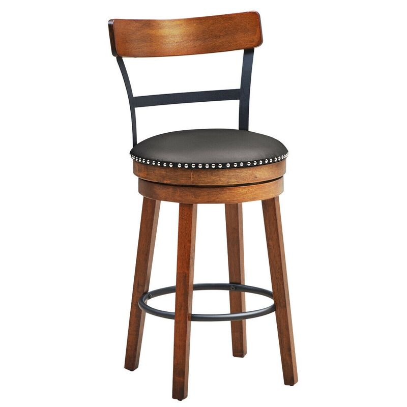 Costway 25.5'' BarStool Swivel Counter Height kitchen Dining Bar Chair w/Rubber Wood Legs, 1 of 10