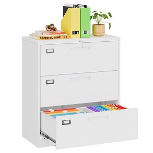 Mlezan Drawer Lateral File Cabinet: Lockable Metal Storage for Letter/Legal/F4/A4 Files.Large Deep Drawers,Ideal for Home or Office Use. - 1 of 4