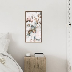 Amanti Art 14"x27" Watercolour Pink Florals I by Alex Black Framed Canvas Wall Art Print - 1 of 4
