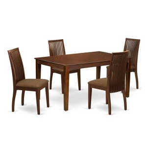 5-Piece Mahogany Finish Solid Wood Top - Rectangular Dining Room Set - Seats 4 - 1 of 4