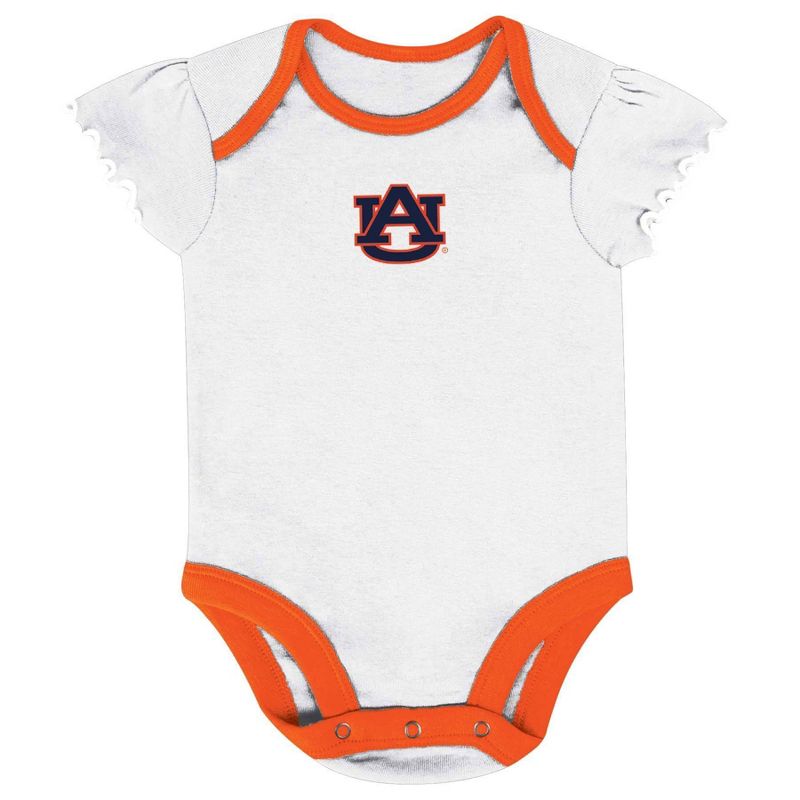 NCAA Auburn Tigers Infant Girls&#39; 3pk Bodysuit Set, 3 of 5
